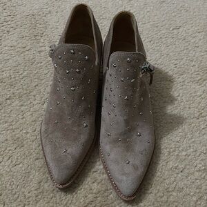 Sigerson Morrison Tan New Avola Haile Star Studded Pointed Toe Suede Bootie